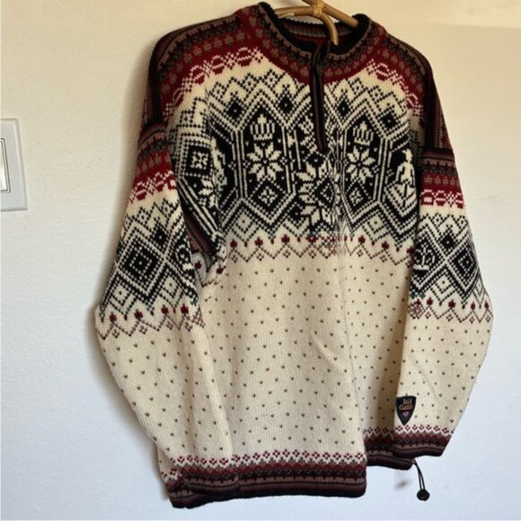 Dale of Norway Classic Faire Isle Apres Ski Quarter Zip Sweater 100% Wool Mens M - Picture 2 of 8